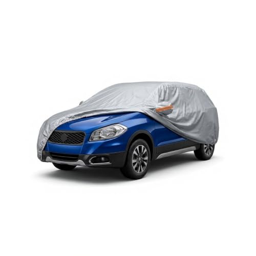 Image of myTVS 100% Waterproof Car Body Cover for Maruti S-Cross - Custom-Fit, Double-Layer, UV & Dust Proof, Mirror Pockets & Elastic Clip Lock (CSK 7B)