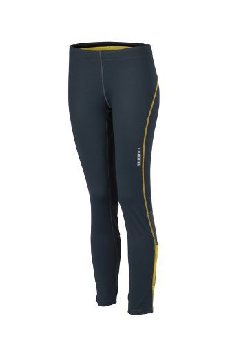 James & Nicholson Ladies Running Tights - Camiseta de running para mujer, Amarillo (Iron Grey/Lemon), Large (Talla del fabricante: Large)