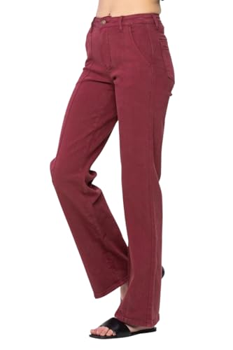 Judy Blue High Rise Front Seam Straight Jeans in Burgundy3
