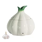 TOIVO Garlic Keeper for Counter，with Lid and Holes GarlicSaver,Garlic Holder Storage Container toKeep (white)