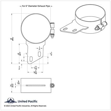 AFTERMARKET 6" STAINLESS BUTT JOINT EXHAUST CLAMP - ANGLED BRACKET COMPATIBLE FREIGHTLINER, COMPATIBLE PETERBUILT, COMPATIBLE KENWORTH