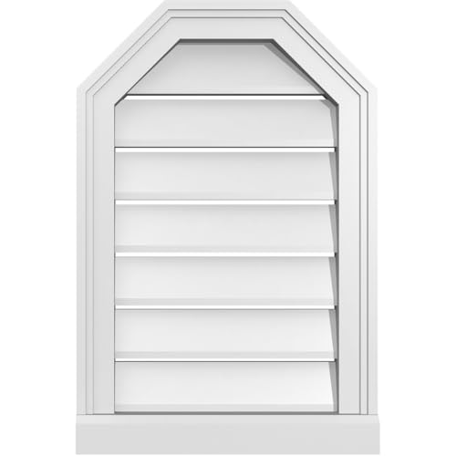 Ekena Millwork GVPOT16X2403SF Octagonal Top Surface Mount PVC Gable Vent, Factory Primed White