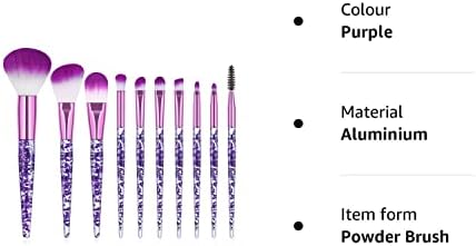 10 Pieces Crystal Glitter Makeup Brushes Premium Synthetic Fiber Makeup Brush for Foundation Powder Concealers Blush and Eyeshadow (Purple)