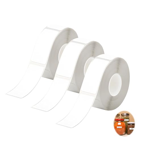 3 Rolls Thermal Label Maker Tape 12x40mm Adhesive White Label Paper Waterproof Self-Adhesive Name Stickers Waterproof Anti-Oil Tear-Resistant for Mainstream non-encrypted portable label printers