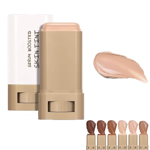 Serum Boosted Skin Tint Balm for Black Women, Serum Boosted Hydration Beauty Balm, Solid Tinted Foundation Stick, Moisturizing, Light, Non-Greasy, Natural Finish Makeup (#05, standard)