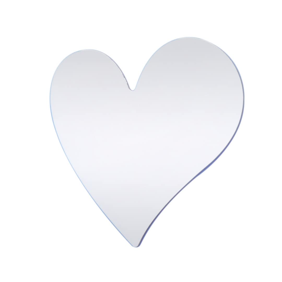 Self Adhesive Mirror Easy to Remove Impact- Resistant PET Resin Mirror Sheet Wall-Mounted Home Décor Safety Mirror, Heart (H 5.7 x W 5.7 inch)
