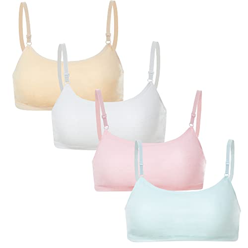 Girls Training Bra -4-8 PCS Girl Cotton Bra Crop Cami Training Bras for Girls with Adjustable Straps