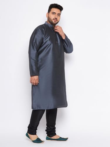 Image of Vastramay Plus Men's White Silk Blend Kurta Pyjama Set VPLUSMKWH001nPBL 44 | Independence Day