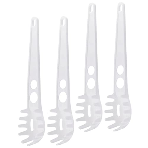 KICHOUSE 4pcs Cooking Spoon Spaghetti Fork Slotted Spoon Pasta Twirling Fork Spaghetti Pasta Noodle Spoon Server Fork for Pasta Spaghetti Scoop Spoon Pasta Serving Spoon Noodles White Pp