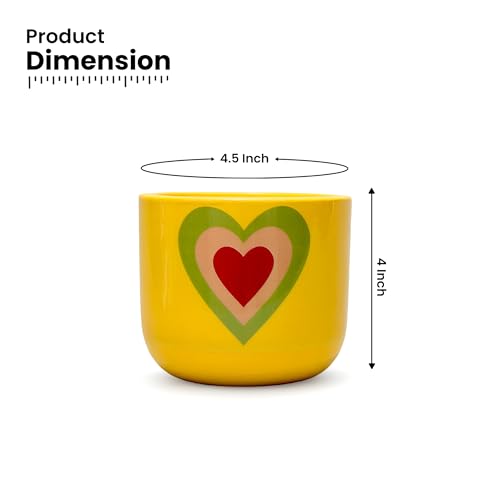 Image of Urban Plant Heart Bloom Handcrafted Terracotta Planter | Colourful Indoor Clay Pot for Living Room | Artisan Decorative Flower Pot for Plant Lovers | Drainage Hole | 4.5 Inch