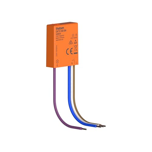Theben 5400030 OKTO 540 BN - Unterputz-Stromstoßschalter ultrakompakt (26 6 x 32 7 x 9 6 mm) geräuschlos vormontierte Kabel. 150 W LED feuchtraumgeeignet Nulldurchgangsschaltung