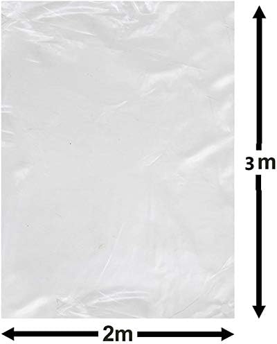 KAHEIGN 2 x 3m Heavy Duty Polythene Sheeting, Extra-Thick Clear Garden Grow Polytunnel Cover Polythene Horticultural Membrane for Gardening Insulation & Building Rubble Protection (250Mu /1000G)