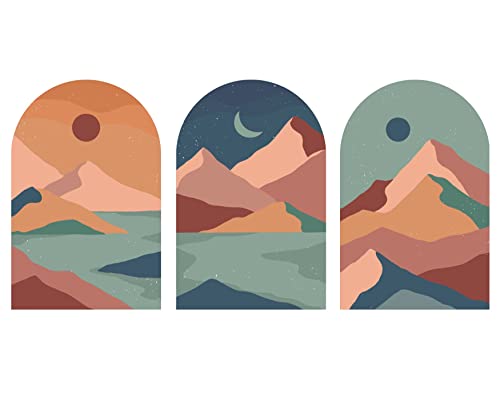 Toarti Boho Wall Decal,Arch Wall Stickers,Boho Style Wall Sticker,Modern Living Room Wall Art,Sun Moon Mountain Stickers,Mid Century Wall Art Mural #TOP26