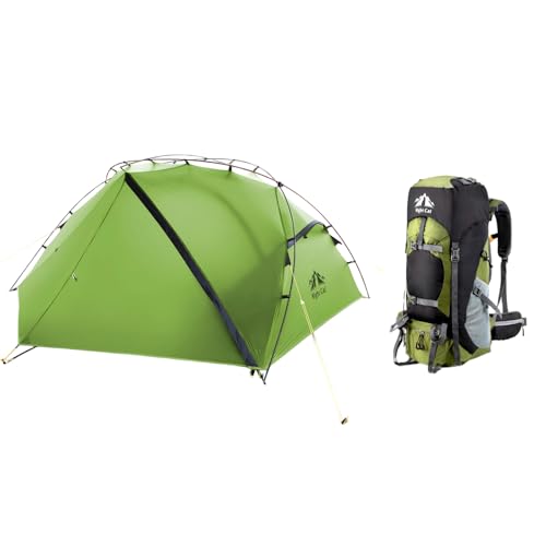 Tente 1 personne légère avec sac à dos 70L pour le camping et trekking en montagne