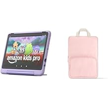 تتضمن حزمة الأكمام اللوحية Amazon Fire HD 10 Kids Pro جهازًا لوحيًا Amazon Fire HD 10 Kids Pro بسعة 32 جيجابايت ويوم سعيد وحقيبة حمل وردية