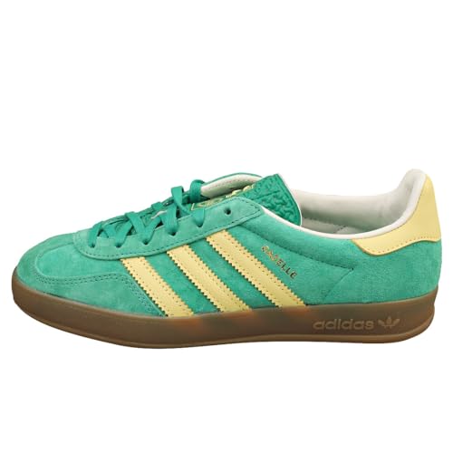 Image of adidas Men's Gazelle Indoor Sneaker, Semi Court Green /Almost Yellow /Gum, Size 11.5