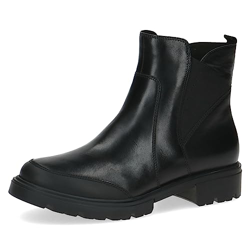 CAPRICE Damen Stiefeletten ohne Absatz Airmotion aus Leder Flach Weite G, Schwarz (Black Nappa), 37 EU