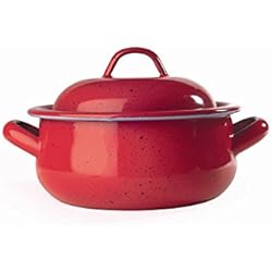 Cacerolas Rojas Antiguas CACEROLA ESMALTE ROJA BOMBEADA 16 CM