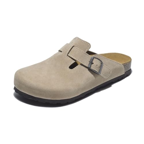 Zanetta Soria Orthopaedic Cork Slip on Clog Sandals for Women - Pressure Relieving Cushioned Footbed, Arch Support for Foot Health and Premium Suede Footbed Slides