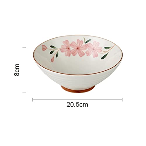 Prachtige kom Ceramic Bowl Nordic Style Servies Huishoudelijke Ramen Kom Magnetron Beschikbaar 8 Inch Wit - Afbeelding 8