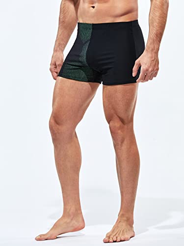 Verdusa Men's Polka Dots Square Leg Swim Trunk Swimsuit Beach Shorts Black L #TOP4