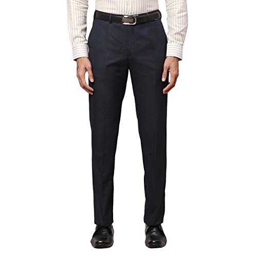 Image of Park Avenue Men's Polyester Blend Structure Pattern Smart Fit Flat Front Formal Trouser