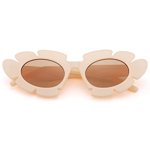 Trendy Cat Eye Flowers Sunglasses for Women Men Retro Fashion Nude Chunky Shades