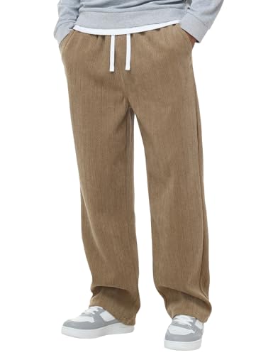 Csqopt Mens Y2K Festival Pants Fashion Loose Fit Wide Leg Sweatpants Straight Trousers Light-Coffe M