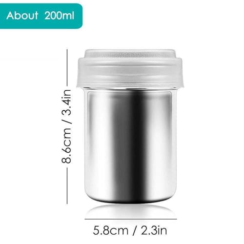 Puderzuckerstreuer, Kakaostreuer für Cappuccino, Edelstahl Mehlstreuer mit Deckel, Pulverstreuer Kaffee Zubehör für Heiße Schokolade Brotdekoration