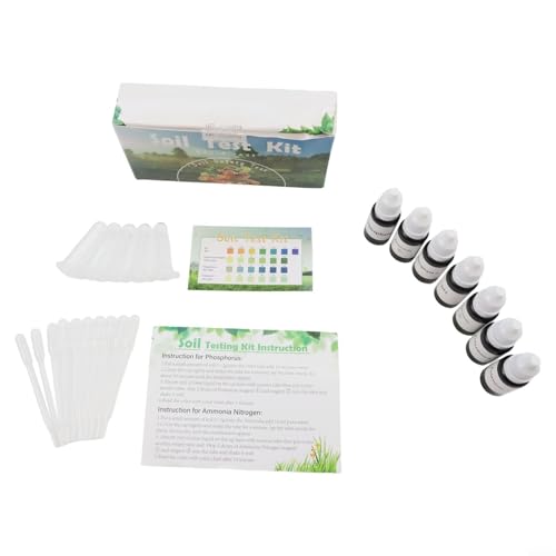 TDCuizent Kit de prueba de suelo 4 en 1 para pH, amoníaco, nitrógeno, fósforo y potasio, probador portátil de goteo de suelo para uso en jardín y granja