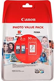 CANON CRG PG-560XL/CL-561XL PHOTO VALUE BL 4x6 Phot PaperGP-501 50sheets + XL Black & XL Colour Cartridges
