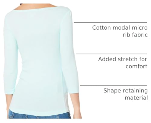 Image of Amazon Essentials Women's Slim-Fit 3 /4 Sleeve Boat Neck Cotton Modal T-Shirt