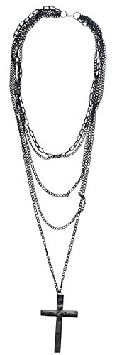 Big Bargain Fashion multi-capa Retro cadena con colgante de cruz collar