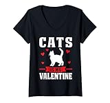 donna gatti è il mio gatto di san valentino maglietta con collo a v