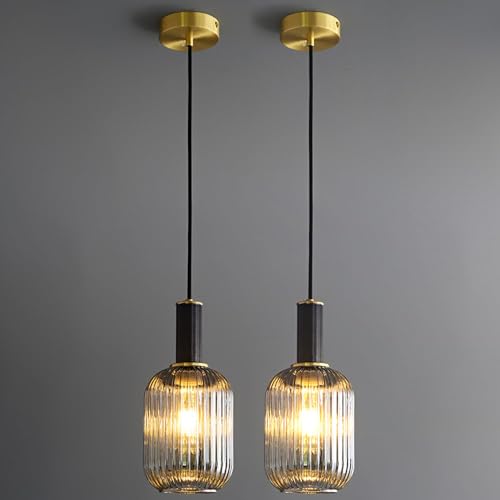Lampe à suspension moderne en verre lot de 2 luminaires suspendus 15cm pour îlot de cuisine