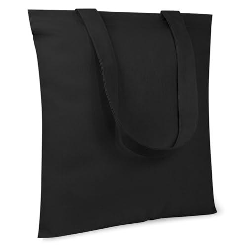 TOPDesign 20-Pack Economical 11.8"x13" Black Cotton Tote Bag, 5oz Lightweight Fabric, Small Reusable Grocery Shopping Cloth Bags, DIY Your Creative Designs