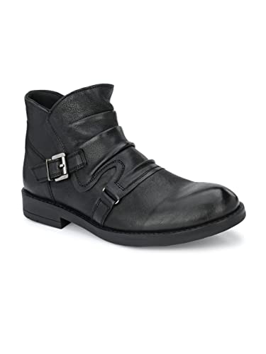Image of Delize Leather- Blackmen's matt Tumbled Leather Ankle Boots 61583