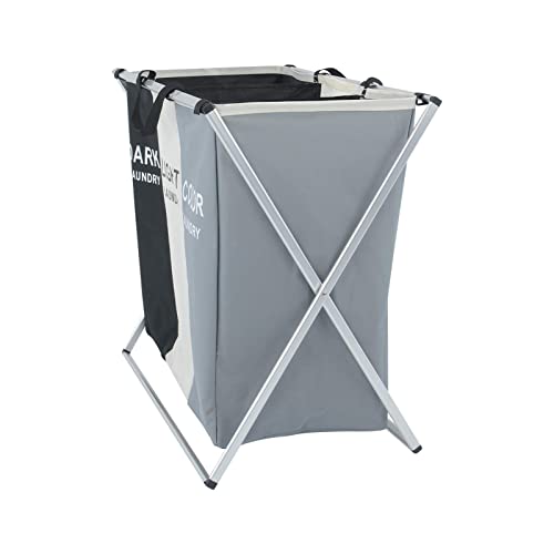 BALLSHOP Foldable Laundry Basket Laundry Organiser Washable Large Washing Basket Folding Washing Storage Bin with 3 Compartment for Bathroom Bedroom Home College