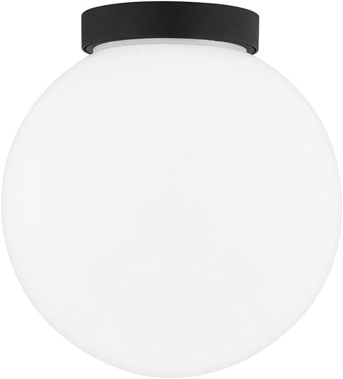 Troy Lighting Ansel - 1 Light Exterior Wall Sconce/Flush Mount - Medium - Textured Black Frame - Opal Shiny Shade