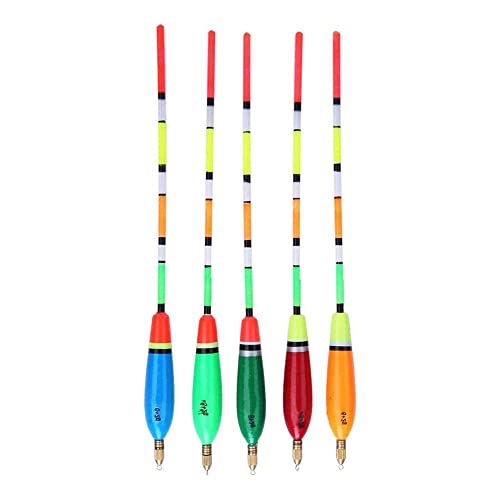 Keenso Kit De 5 Flotteurs De Pêche, Bobbers Multicolores en Bois De Balsa, Haute Visibilité, Indicateur De Piqûre, Équipement De Pêche (6+2g)