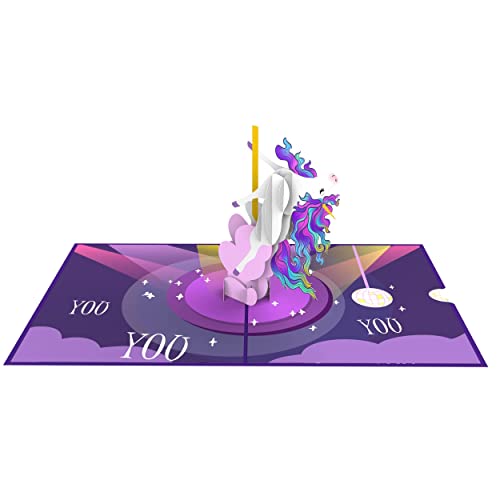 Liif Pole Dancing Unicorn Funny Birthday Card For Women, Mom, Wife, Her, Girlfriend | 3D Greeting Pop Up Birthday Card For Women, Mothers Day Card, Hilarious, Funny Anniversary Card For Wife, Unicorn Birthday Card | With Message Note & Envelop | Size 7 X 5 Inch #TOP3