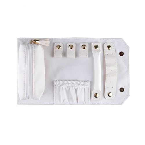 Windmilne Bolsa Enrollable para Joyas, Organizador de Joyas, Estuche para Anillos, Llavero, Organizador de Joyas, Estuche Enrollable para Joyas, Bolsa de Viaje para Joyas (Blanco, 24 x 14,5 cm)