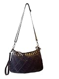  BOZANA Bag Tonia Braun Italy Designer Clutch Umhängetasche Damen Handtasche Schultertasche Tasche Leder Nieten Neu