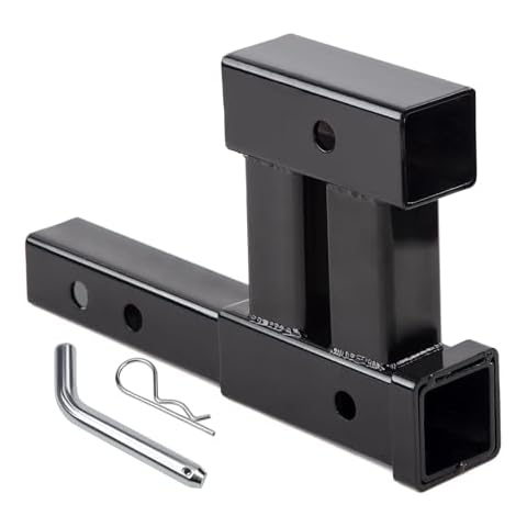 Taelakeni 4000lbs 2 inch Trailer Hitch Receiver Adapter Extender Dual Hitch Extension 10-12 inches, Hitch Riser for Adjust 6 Inch Rise or Drop, with 5/8 inch Hitch Pin Cover