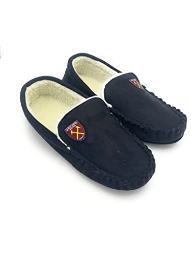 WEST HAM United Mens Moccasin Slippers. New for 2022. Official Merchandise (Numeric_7) Black