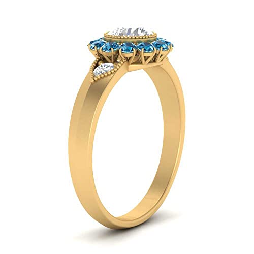 Image of Choose Your Gemstone Victorian Round Antique Engagement Ring Yellow Gold Plated Round Shape Vintage Engagement Rings Minimal Modern Design Birthday Gift Wedding Gift US Size 4 to 12