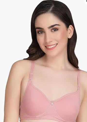 Image of Mahodara Women's Cotton Padded Full Cup Wire Free T-Shirt Elastane Lightly Bra Adjustable Shoulder Straps(Pack 3)