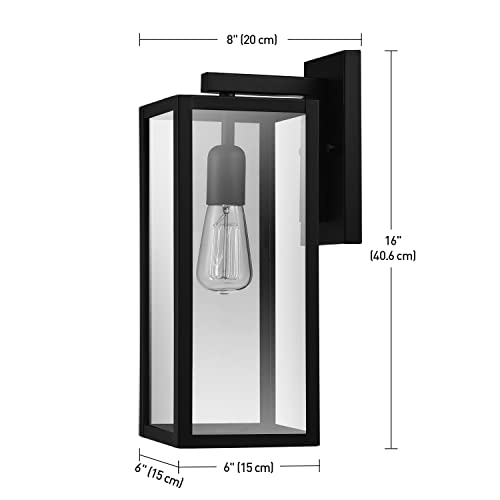 Globe Electric 44176 1-Light Outdoor Indoor Wall Sconce, Matte Black, Glass Panes, Weather Resistant, Wall Lighting, Wall Lamp Dimmable, Kitchen Sconces Wall Lighting, Home Improvement, Porch Light #TOP2