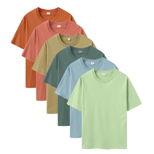 ECOTone Cotton T-Shirts, 6-Pack, Multi-Color Basic Crew Neck, Ring-Spun Cotton