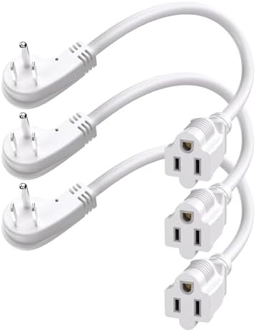 Amazon.com: 1Ft Flat Plug Short Extension Cord, 90 Degree Plug Adapter ...